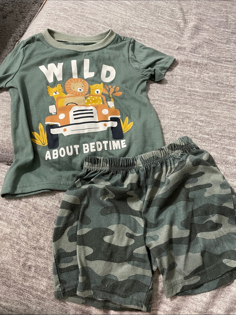 Carter's Green 'Wild About Bedtime' Pajama Set with Camo Shorts
